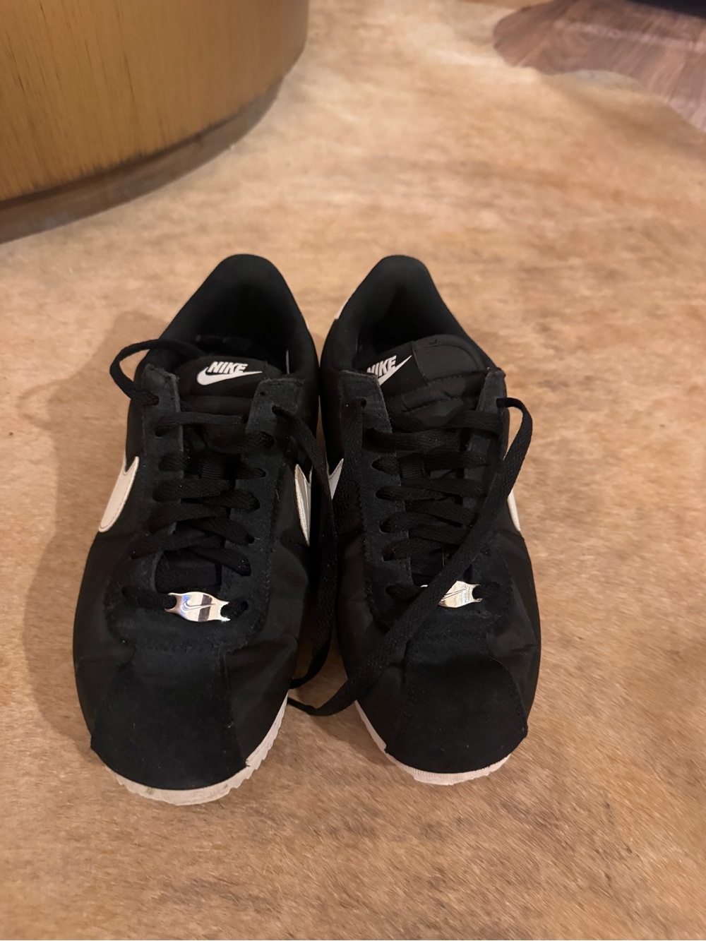 Nike Black and White Cortez Women's Athletic Shoes - Picture 3 of 4
